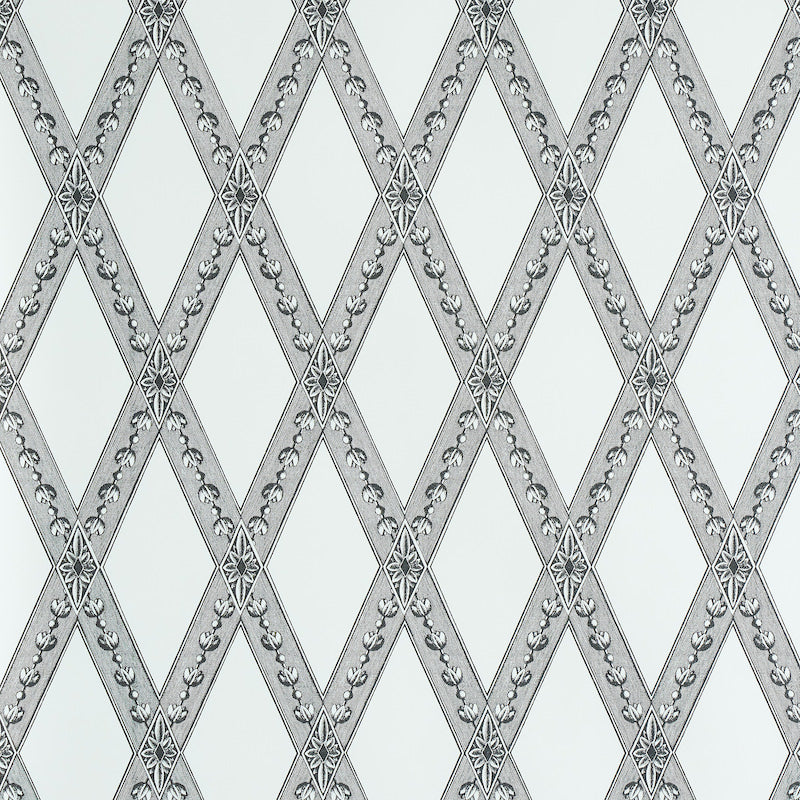 Schumacher Les Losanges Toile Carbon Wallpaper - Eade's Wallpaper