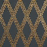 Schumacher Les Losanges Toile Gold On Black Wallpaper - Eade's Wallpaper