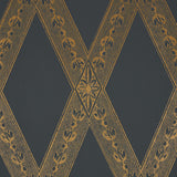 Schumacher Les Losanges Toile Gold On Black Wallpaper - Eade's Wallpaper