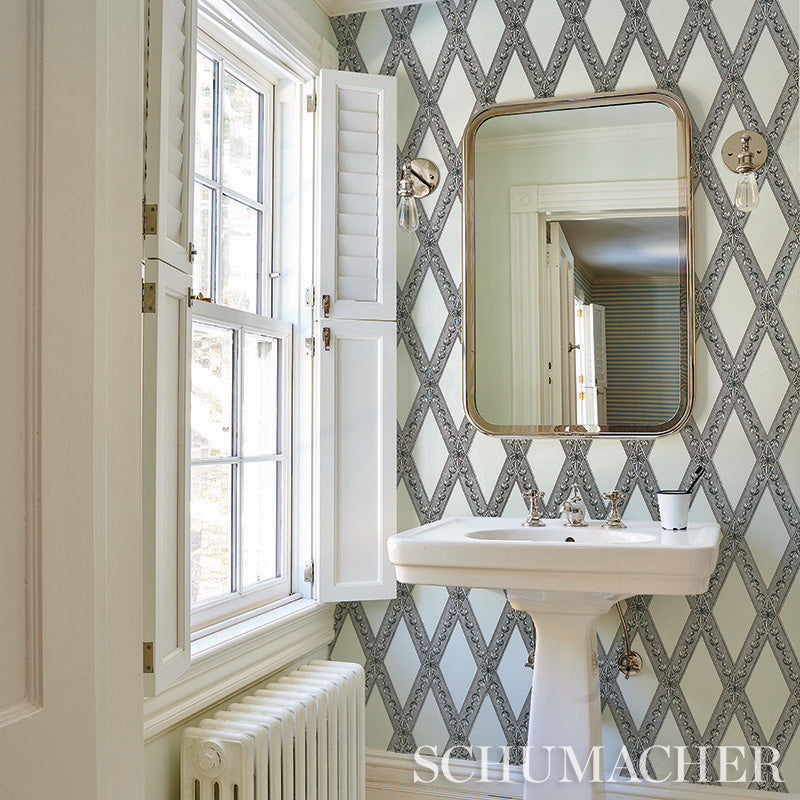 Schumacher Les Losanges Toile Gold On Black Wallpaper - Eade's Wallpaper
