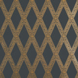 Schumacher Les Losanges Toile Gold On Black Wallpaper - Eade's Wallpaper