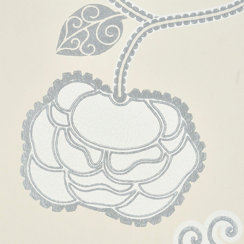 Schumacher 5011410 QUEEN FRUIT in SILVER WHITE Wallpaper - N