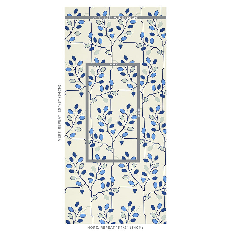 Schumacher Tumble Weed Delft Blue Wallpaper