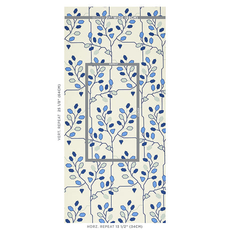 Schumacher Tumble Weed Delft Blue Wallpaper