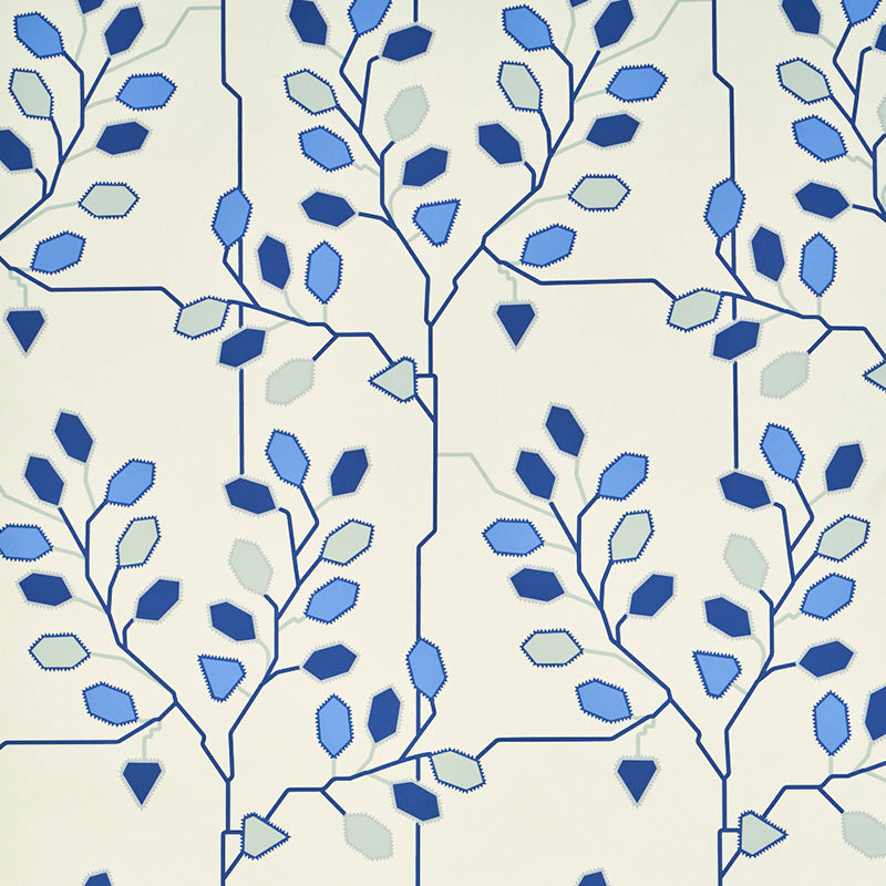 Schumacher Tumble Weed Delft Blue Wallpaper