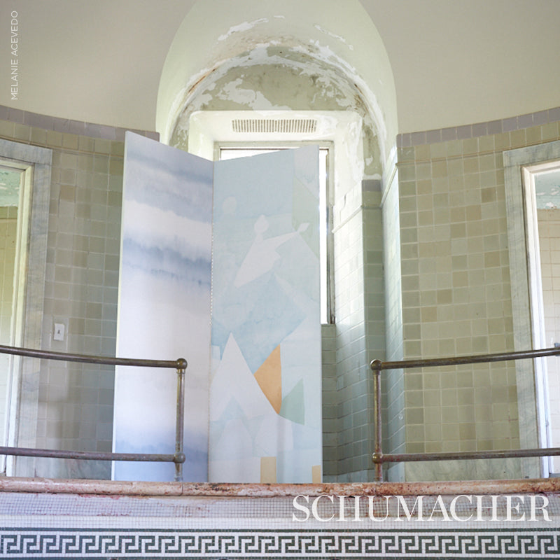 Schumacher Orissa Panel Blue & Natural Wallpaper - Eade's Wallpaper