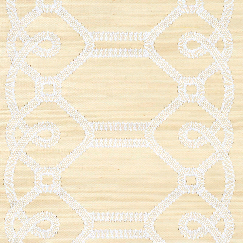 Schumacher Ziz Embroidered Sisal Neutral Wallpaper