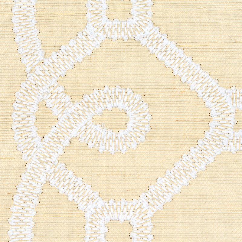 Schumacher Ziz Embroidered Sisal Neutral Wallpaper