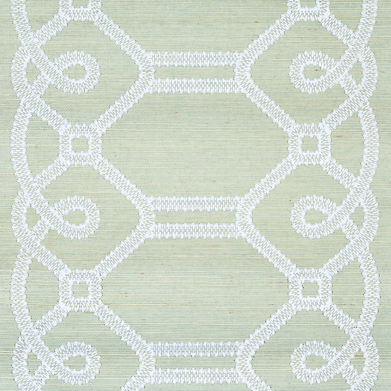 Schumacher Ziz Embroidered Sisal Mineral Wallpaper