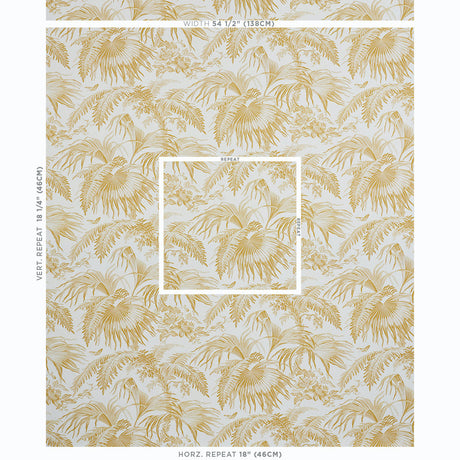 Schumacher Toile Tropique Gold Wallpaper - Eade's Wallpaper