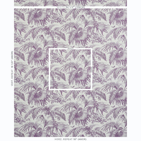 Schumacher Toile Tropique Purple Wallpaper - Eade's Wallpaper