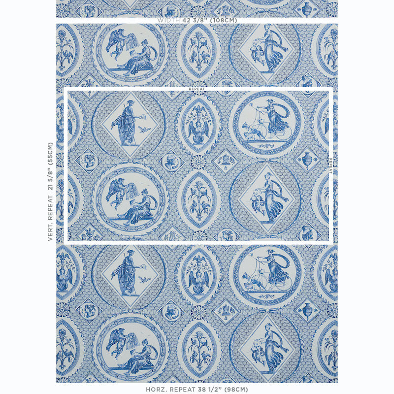 Schumacher Les Scenes Contemporaines Blue Wallpaper - Eade's Wallpaper