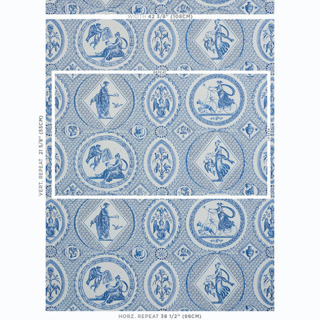 Schumacher Les Scenes Contemporaines Blue Wallpaper - Eade's Wallpaper