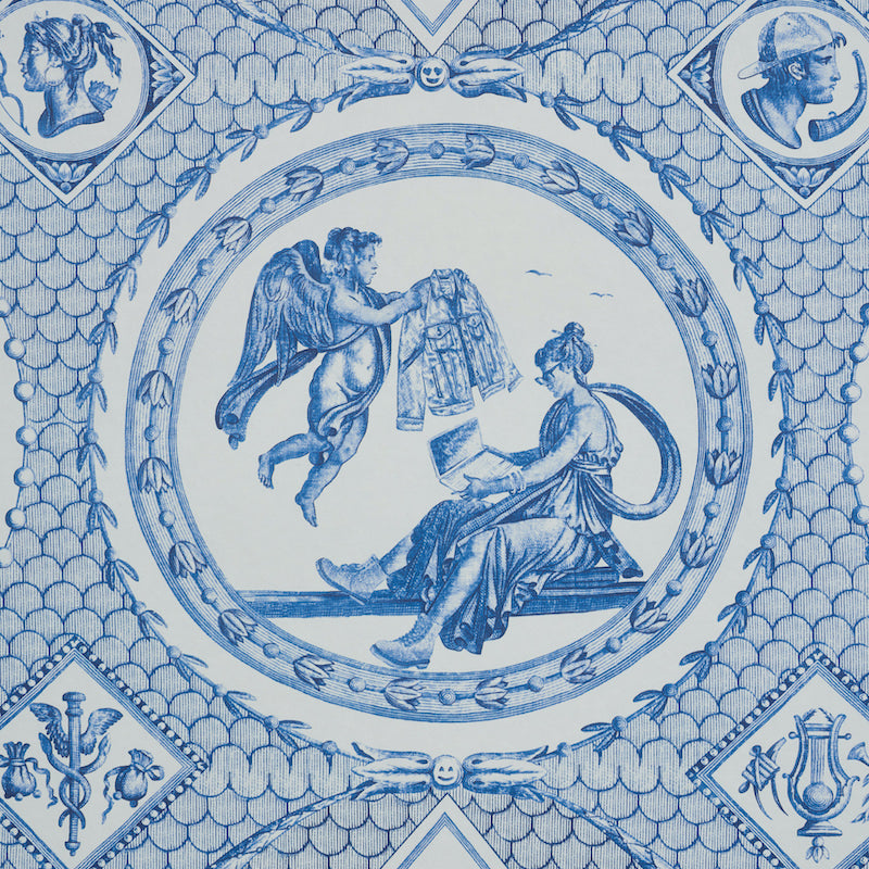 Schumacher Les Scenes Contemporaines Blue Wallpaper - Eade's Wallpaper