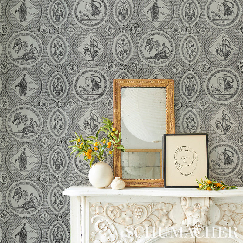 Schumacher Les Scenes Contemporaines Black Wallpaper - Eade's Wallpaper