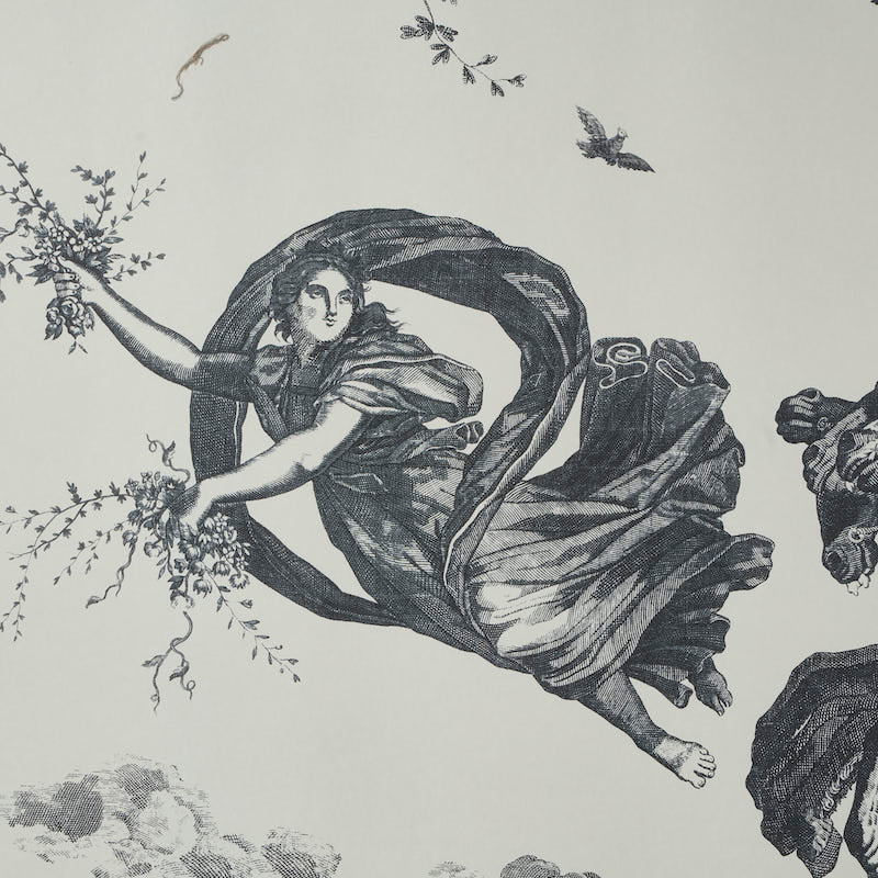 Schumacher Chariot Of Dawn Toile Panel Set Black Wallpaper