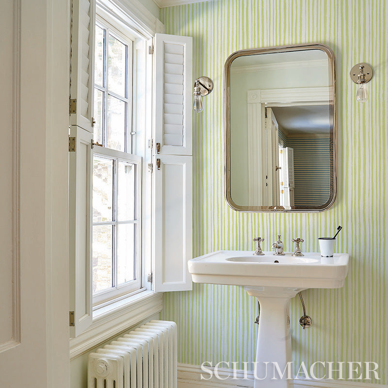 Schumacher Sketched Stripe Yellow Wallpaper - Eade's Wallpaper