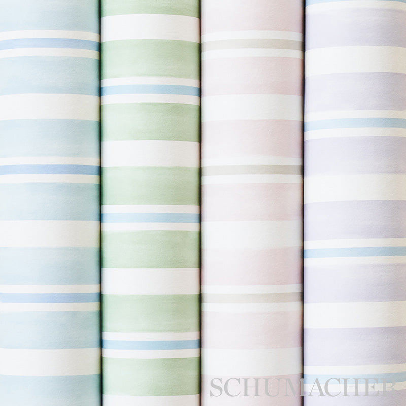 Schumacher Watercolor Stripe Leaf Wallpaper