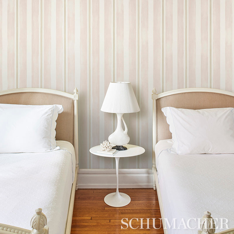 Schumacher Watercolor Stripe Leaf Wallpaper