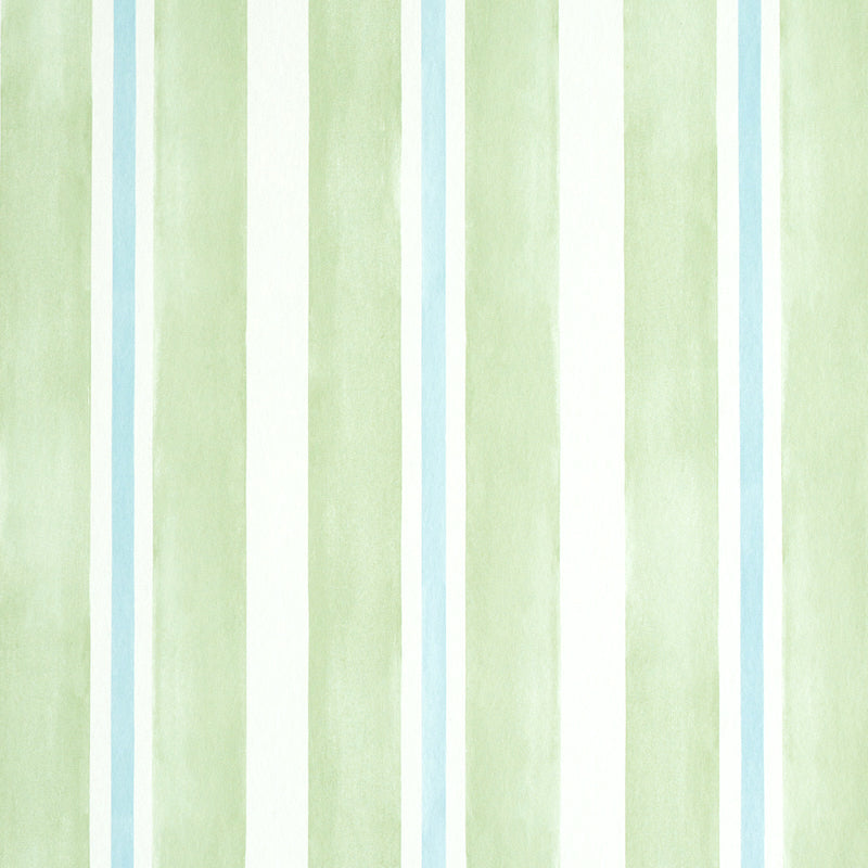 Schumacher Watercolor Stripe Leaf Wallpaper