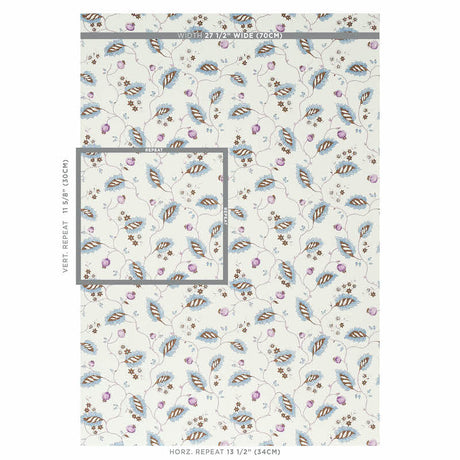 Schumacher Maryam Vine Sky & Plum Wallpaper - Eade's Wallpaper