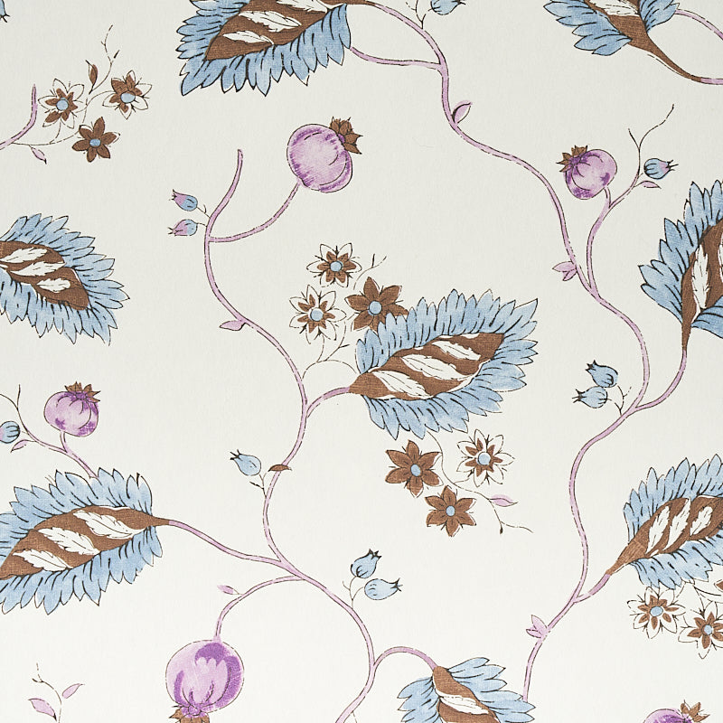 Schumacher Maryam Vine Sky & Plum Wallpaper - Eade's Wallpaper