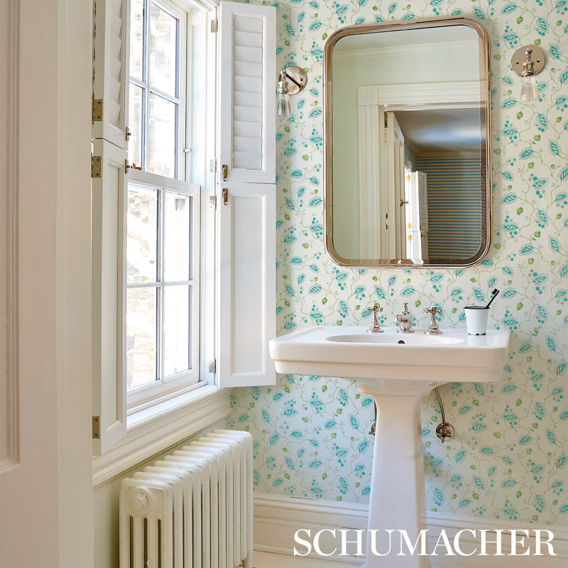 Schumacher Maryam Vine Sky & Plum Wallpaper - Eade's Wallpaper