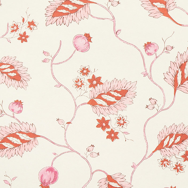 Schumacher Maryam Vine Pink & Red Wallpaper