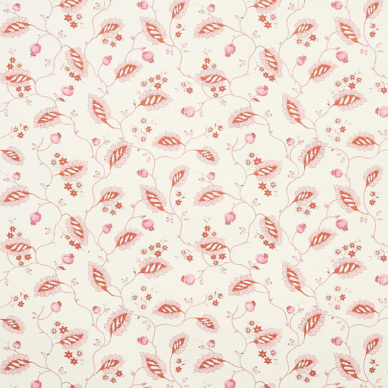 Schumacher Maryam Vine Pink & Red Wallpaper