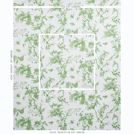 Schumacher Toile De La Prairie Green Wallpaper - Eade's Wallpaper