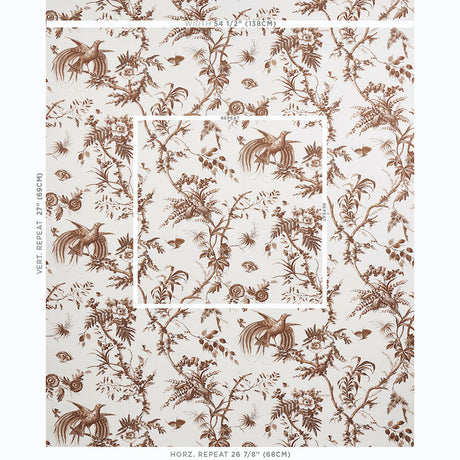Schumacher Toile De La Prairie Brown Wallpaper - Eade's Wallpaper