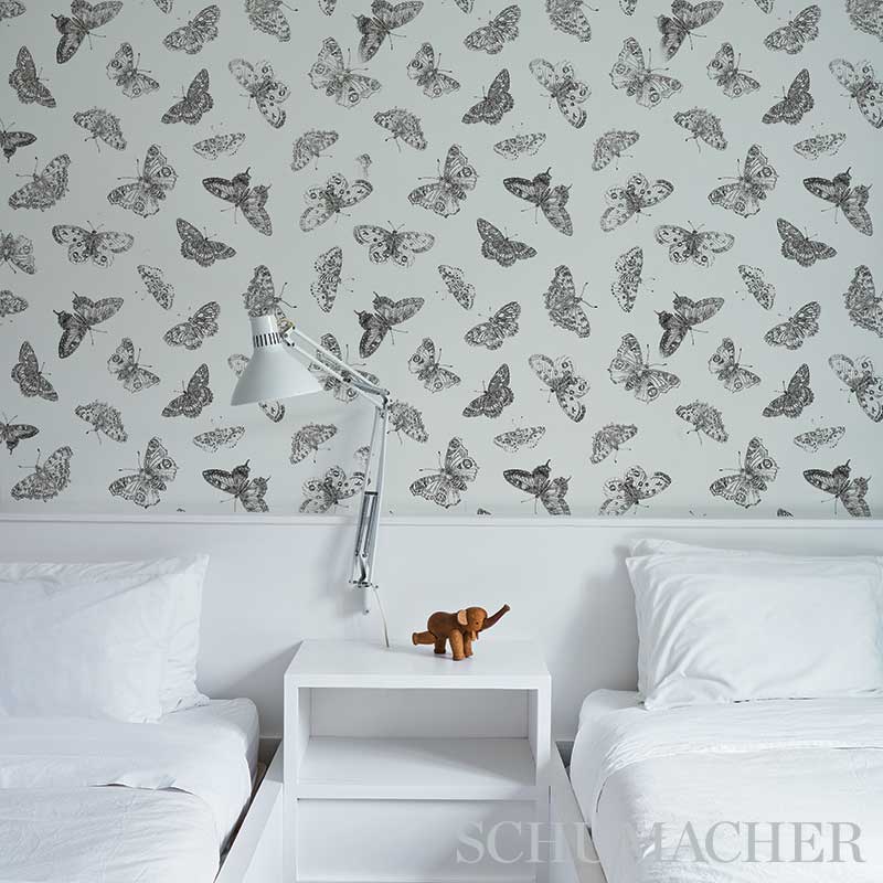 Schumacher Burnell Butterfly Black Wallpaper