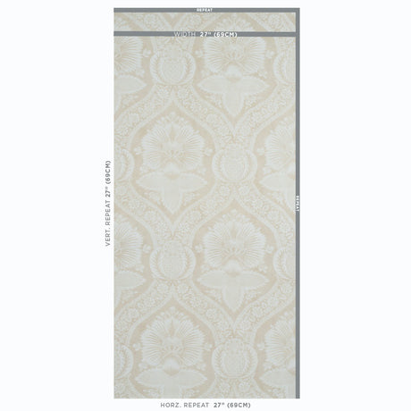 Schumacher Villandry Damask Print Neutral Wallpaper