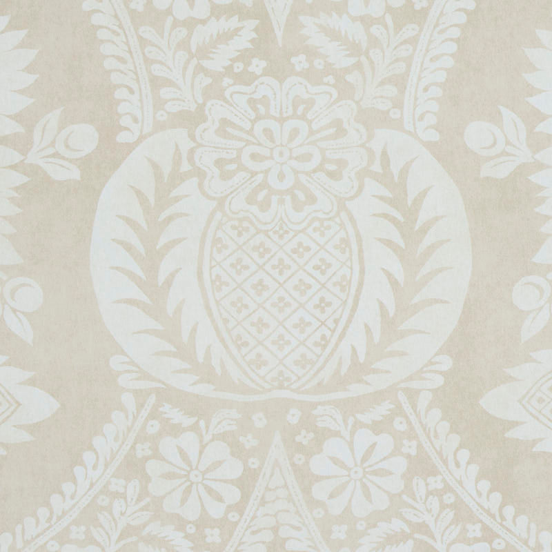 Schumacher Villandry Damask Print Neutral Wallpaper