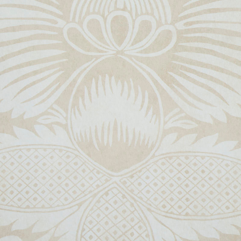 Schumacher Villandry Damask Print Neutral Wallpaper