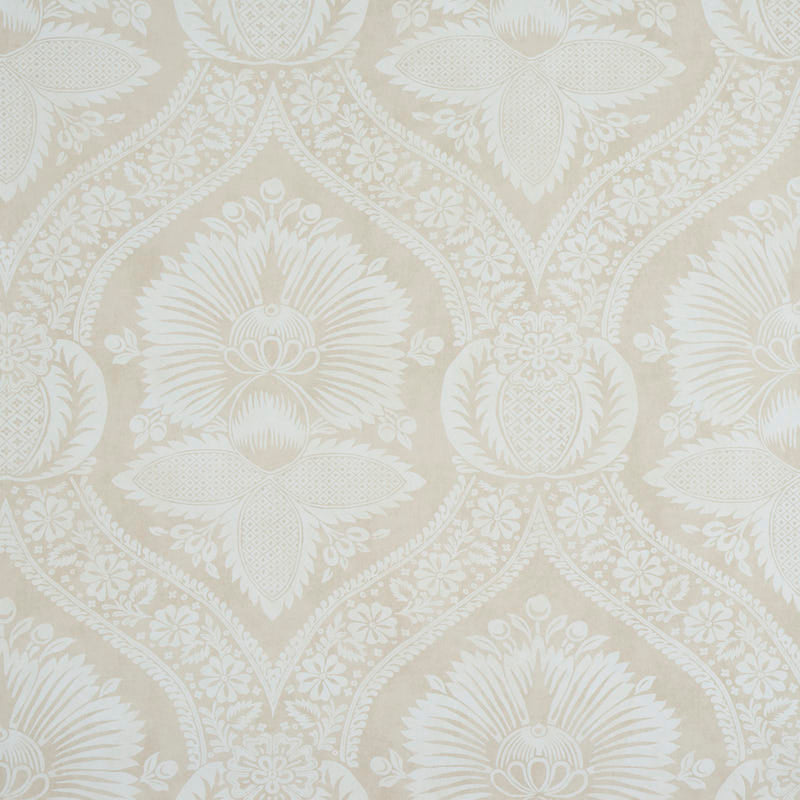 Schumacher Villandry Damask Print Neutral Wallpaper