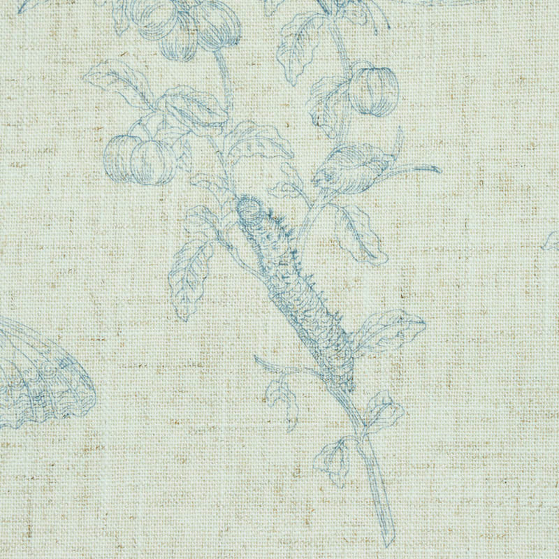 Schumacher Baudin Butterfly Linen Blue Wallpaper