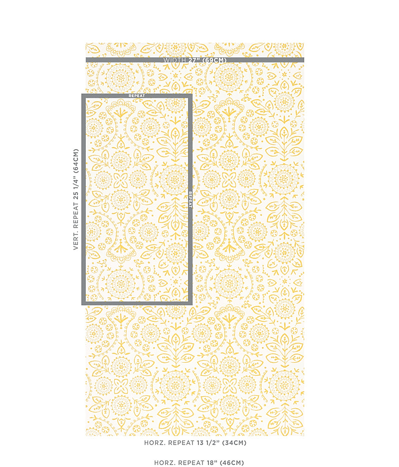 Schumacher Tiana Yellow Wallpaper - Eade's Wallpaper