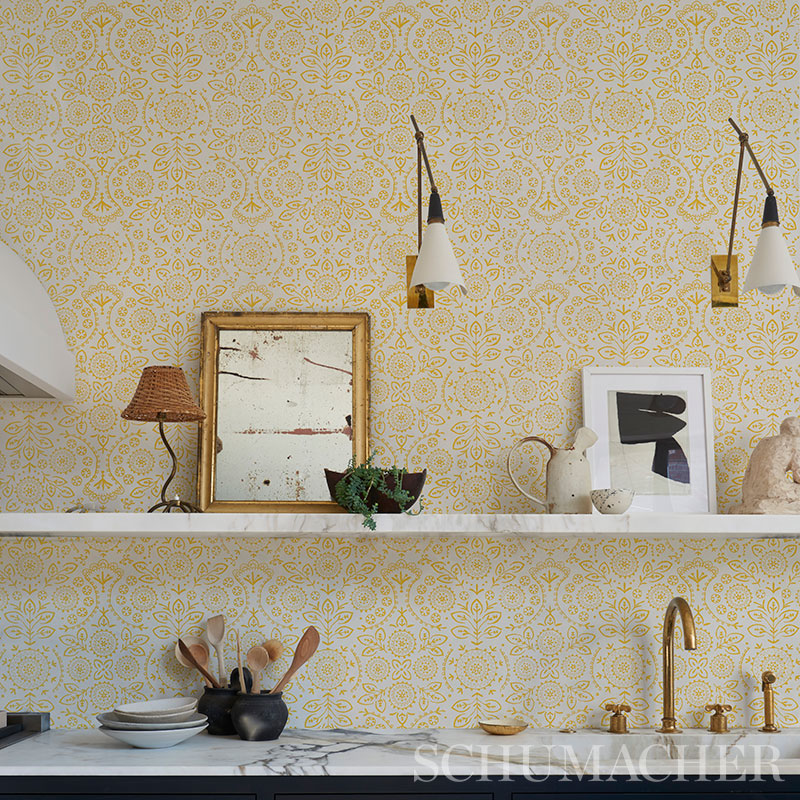 Schumacher Tiana Yellow Wallpaper - Eade's Wallpaper