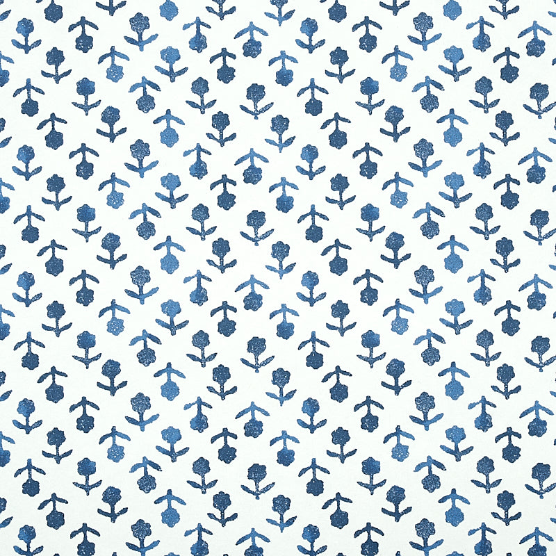 Schumacher Beatriz Indigo Wallpaper