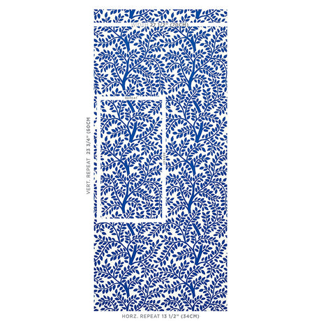 Schumacher Temple Garden Ii Blue Wallpaper - Eade's Wallpaper
