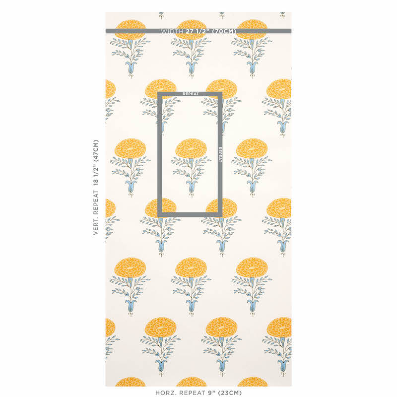 Schumacher Marigold Yellow Wallpaper - Eade's Wallpaper
