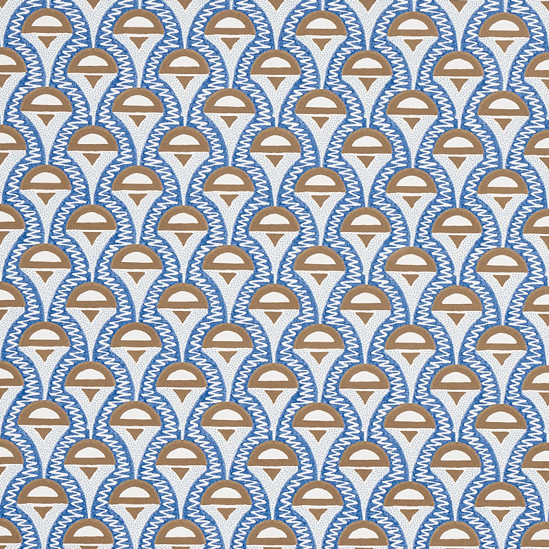 Schumacher Abelino Blue & Brown Wallpaper