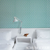 Schumacher Abelino Green & Peacock Wallpaper