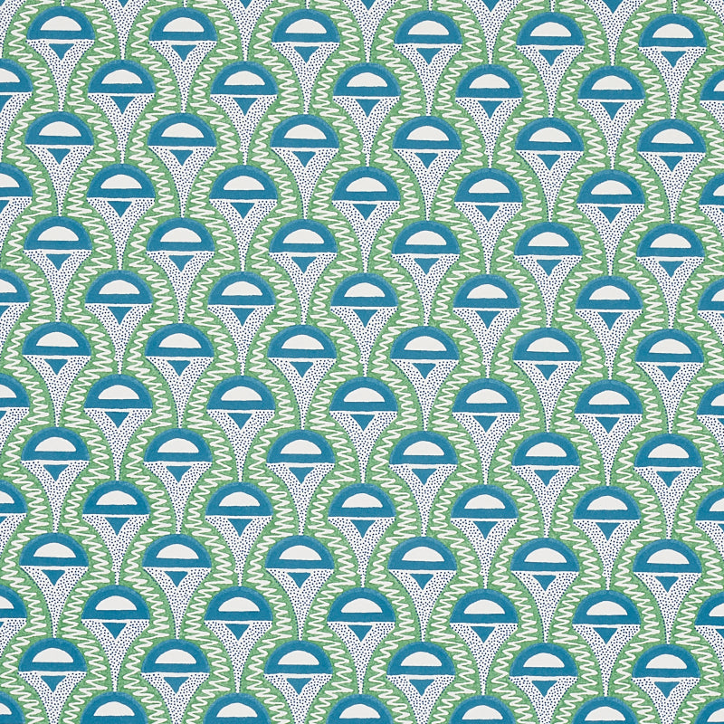 Schumacher Abelino Green & Peacock Wallpaper