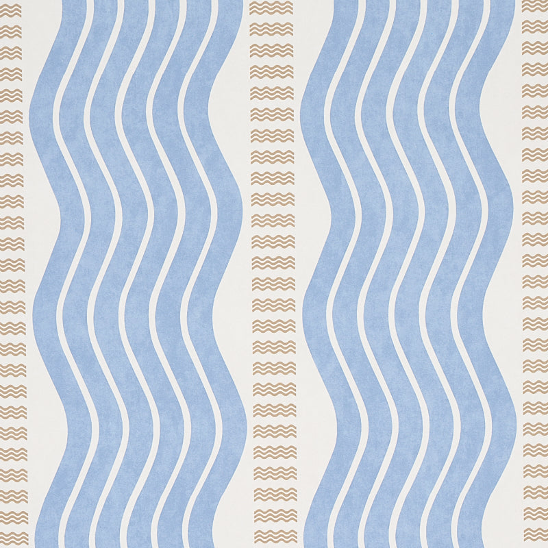 Schumacher Sina Stripe Blue Wallpaper - Eade's Wallpaper
