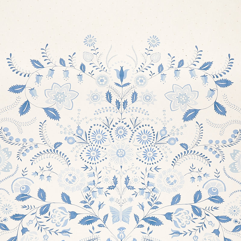 Schumacher Orla Panel Blue Wallpaper - Eade's Wallpaper