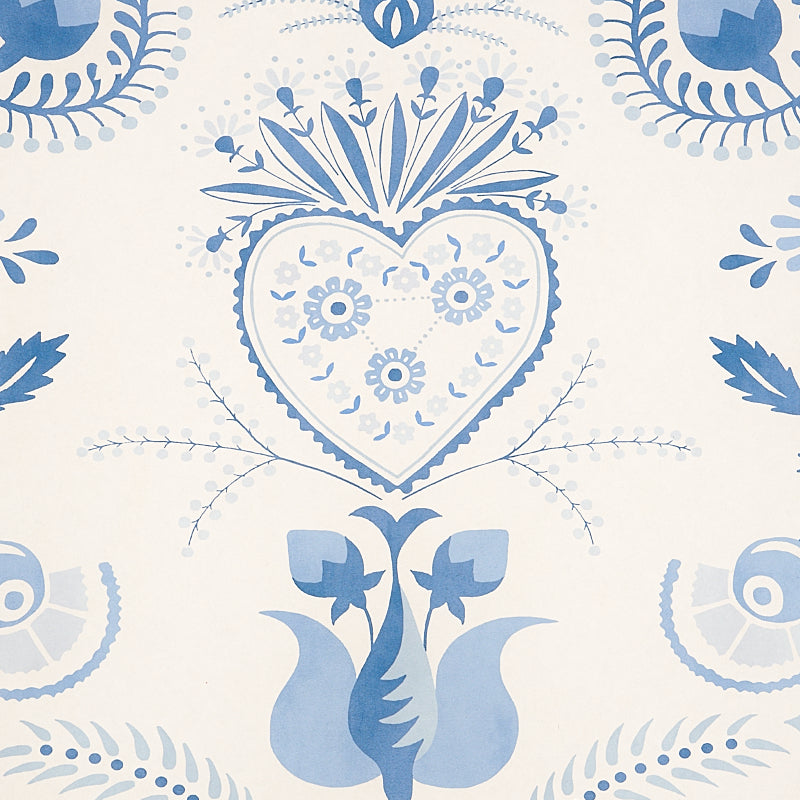 Schumacher Orla Panel Blue Wallpaper - Eade's Wallpaper