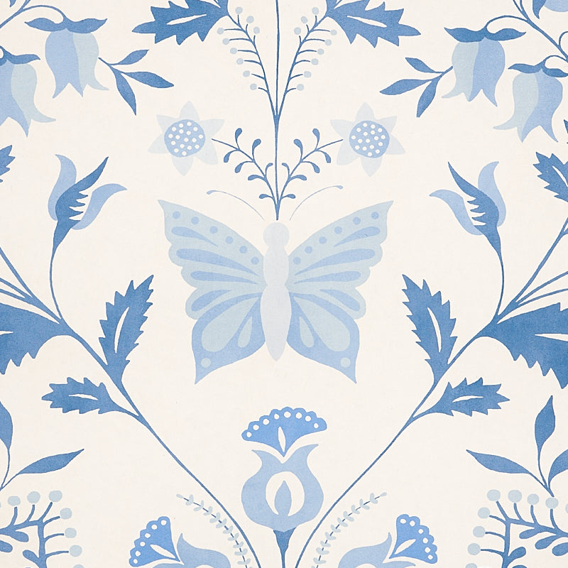 Schumacher Orla Panel Blue Wallpaper - Eade's Wallpaper