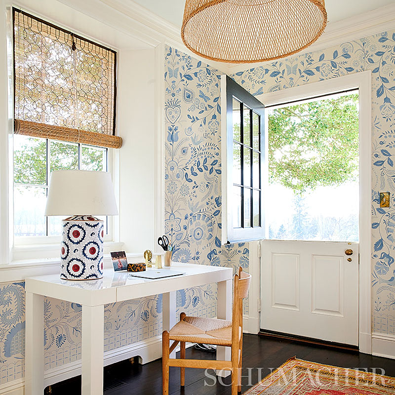 Schumacher Orla Panel Blue Wallpaper - Eade's Wallpaper